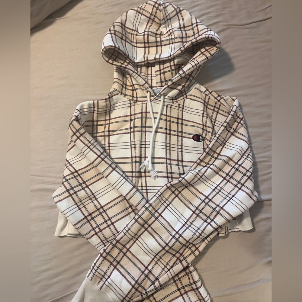 Champion plaid cropped hoodie